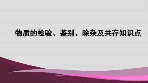 2020年中考化学复习物质的检验,除杂,共存常考知识点总结(共21张PPT)