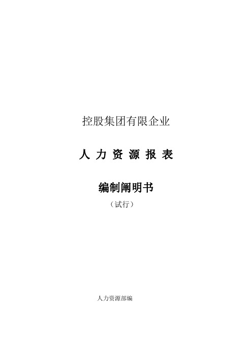 控股集团有限公司人力资源报表体系编制说明书