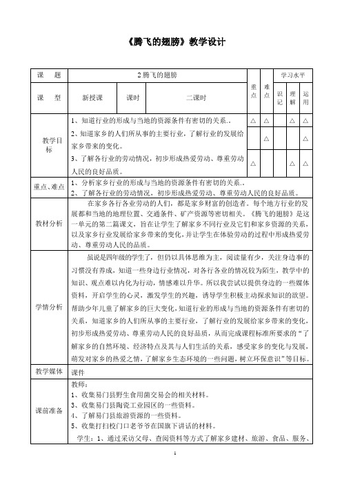 《腾飞的翅膀》教学设计