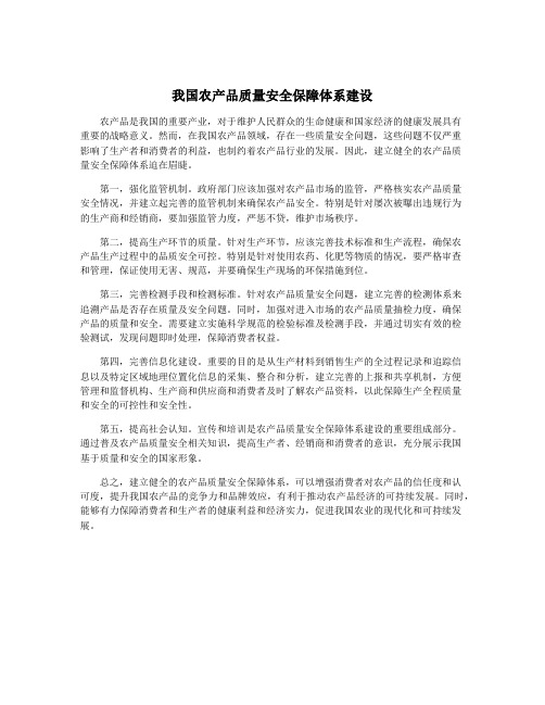 我国农产品质量安全保障体系建设