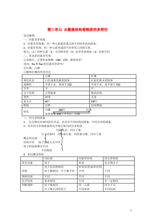 高中化学 专题1 第三单元 从微观结构看物质的多样性导学案 苏教版必修2