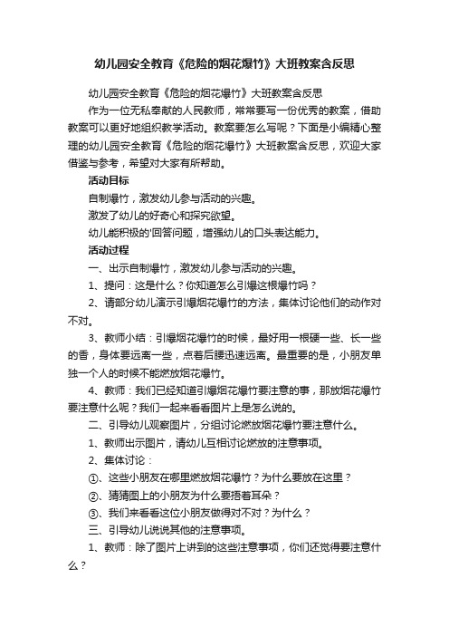 幼儿园安全教育《危险的烟花爆竹》大班教案含反思