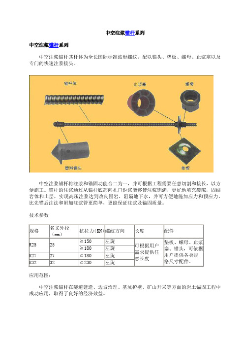 中空注浆锚杆系列