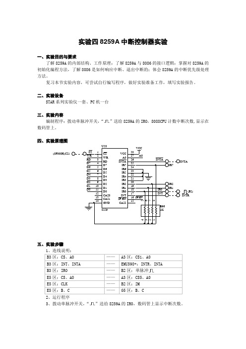 实验四8259A中断控制器实验