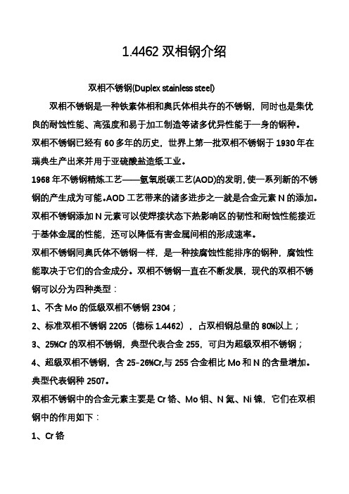 双相不锈钢参数对比