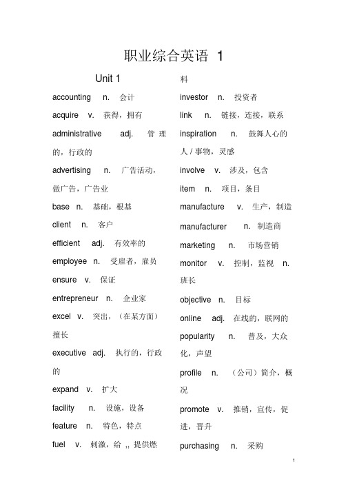 新职业英语词汇