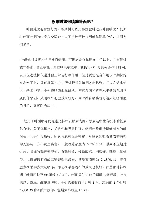 板栗树如何喷施叶面肥？