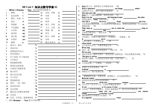 牛津英语8B Unit 5 知识点默写教学案02