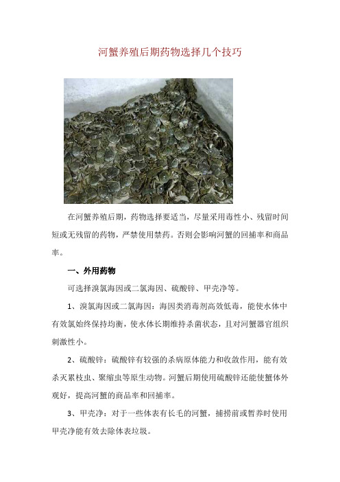 河蟹养殖后期药物选择几个技巧