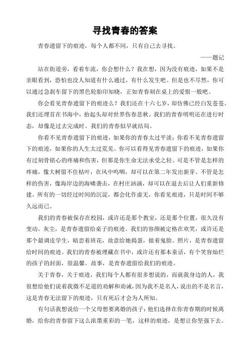 寻找青春的答案,高中作文