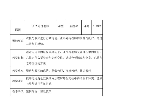 6-2师生交往教案-部编版道德与法治七年级上册