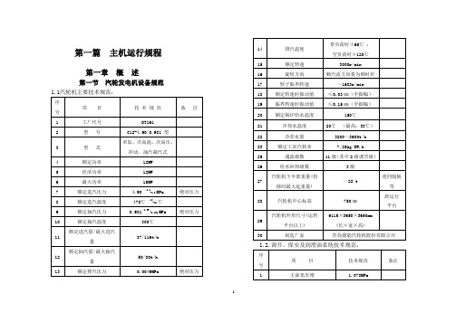 15MW汽轮机运行规程