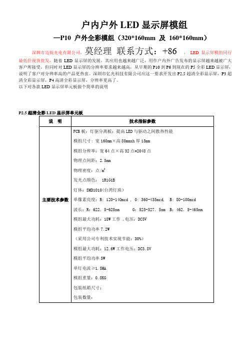 P10P16P20户外全彩模组价格参数规格图片供应商