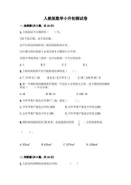 人教版数学小升初测试卷带完整答案(精品)