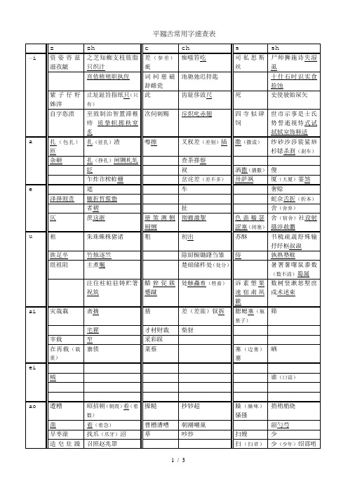 练习普通话-平翘舌常用字速查表[1](1)