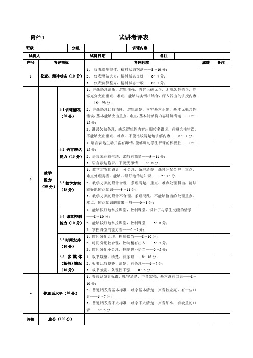 试讲考评表