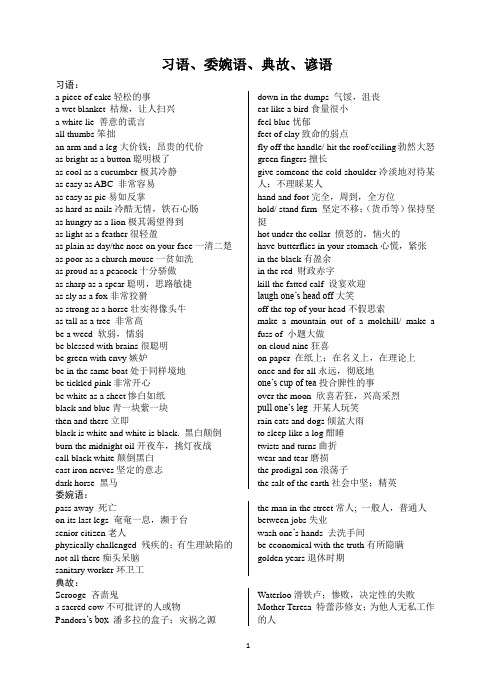 2019学年英语高考《习语、委婉语、典故、谚语》整理