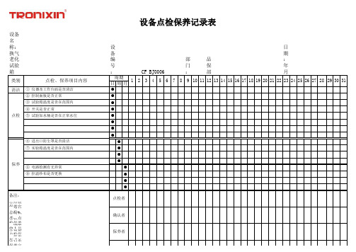 设备点检保养记录表  -换气老化试验机