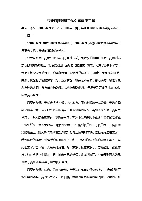 只要有梦想初二作文800字三篇