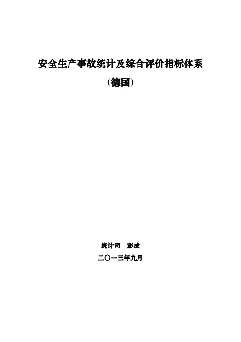 德国安全生产事故统计及综合指标评价体系(2013)