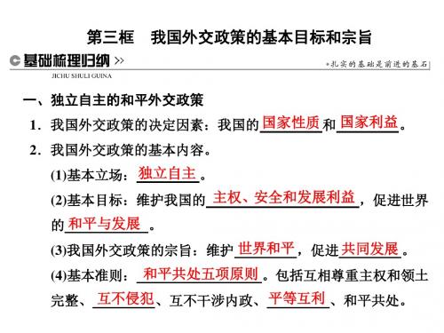 高中政治人教版必修2课件：第九课 第三框 我国外交政策的基本目标和宗旨