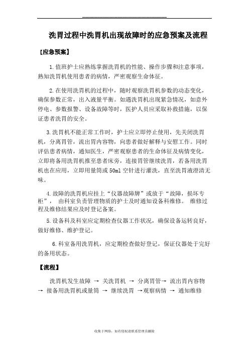 最新八、洗胃过程中洗胃机出现故障时的应急预案及流程