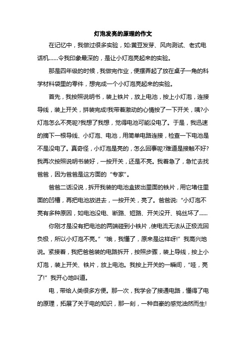 灯泡发亮的原理的作文