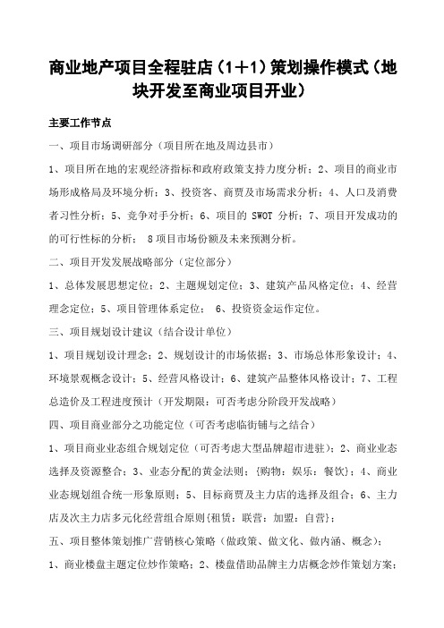 商业地产项目全程驻店优选+优选策划操作模式地块开发至商业项目开业