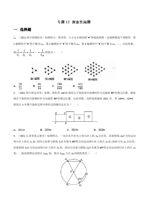 专题12 探索性问题(第03期)-2021年中考数学试题分项版解析汇编(原卷版)