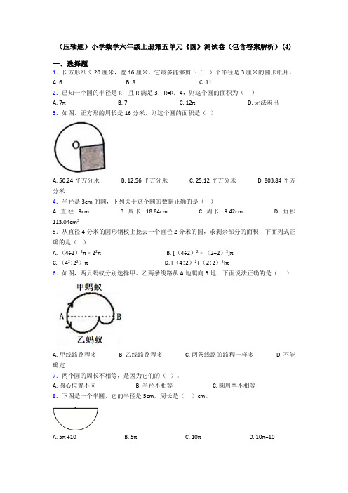 (压轴题)小学数学六年级上册第五单元《圆》测试卷(包含答案解析)(4)