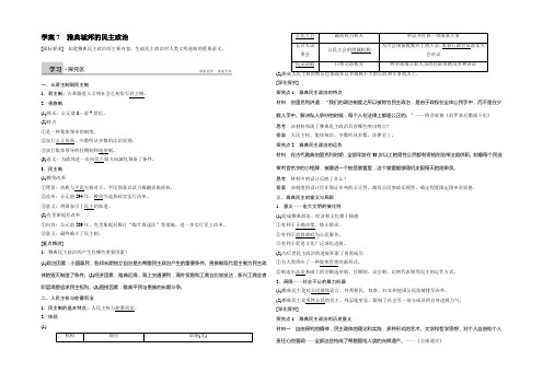 2021-2022学年高一历史岳麓版必修一学案：2.7 雅典城邦的民主政治 Word版含答案