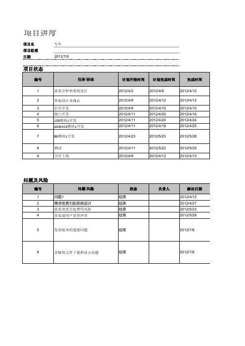 项目开发评估表模板