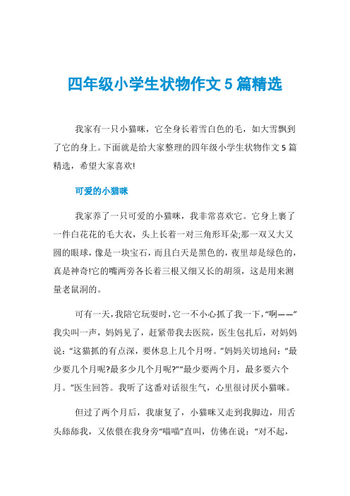 四年级小学生状物作文5篇精选