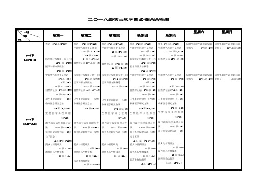 二〇〇六级硕士研究生第一学期必修课课程表