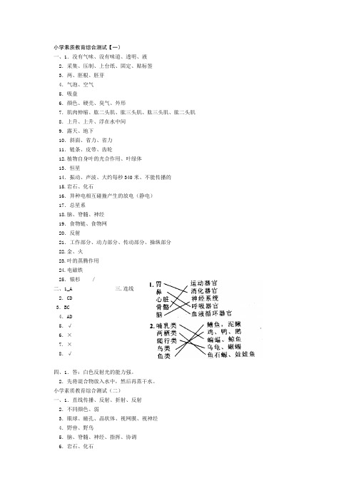 小学素质教育综合测试(参考答案)