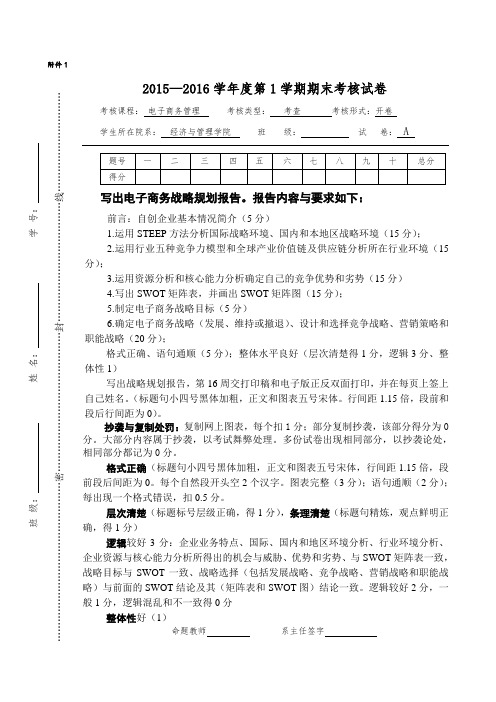 电子商务管理期末考试题目