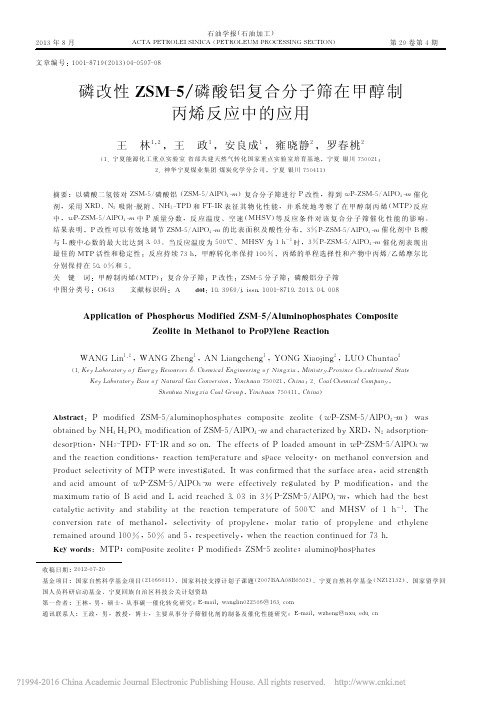 磷改性ZSM_5_磷酸铝复合分子筛在甲醇制丙烯反应中的应用_王林