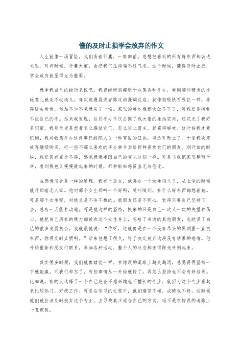 懂的及时止损学会放弃的作文