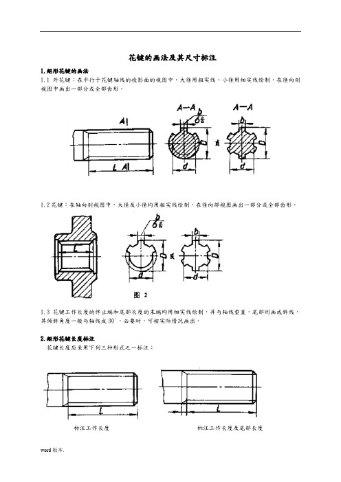 花键画法及其尺寸标注图例