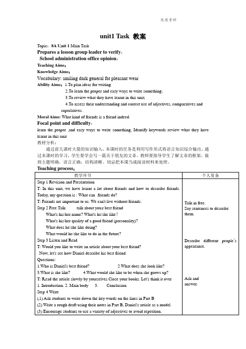 鲁教版八年级英语上册unit1 Task 教案