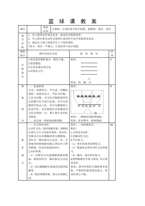 篮球行进间单手高手投篮教案