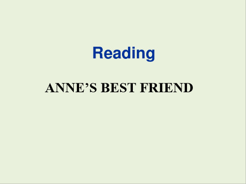 人教版高中英语必修一Unit1 Friendship ANNE’S BEST FRIEND Read