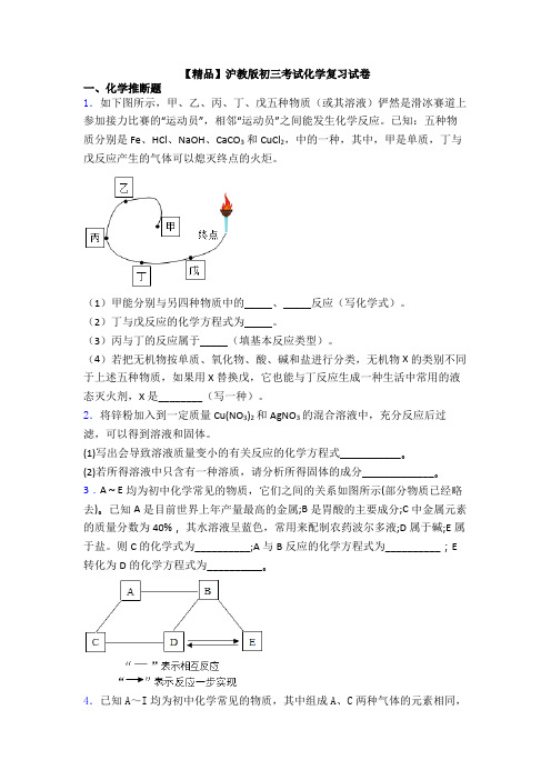 【精品】沪教版初三考试化学复习试卷