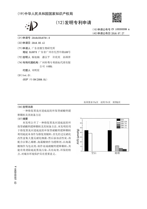 一种修复黑臭河道底泥的环保型硝酸钙缓释颗粒及其制备方法[发明专利]