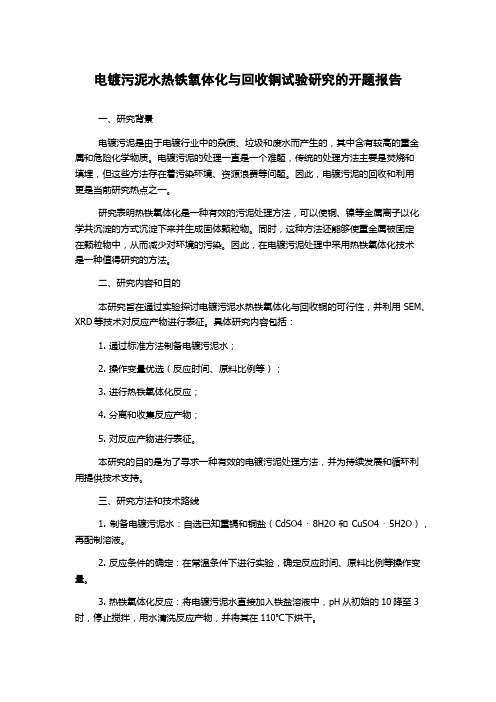 电镀污泥水热铁氧体化与回收铜试验研究的开题报告