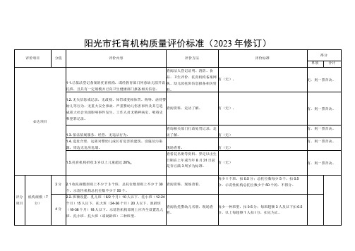 托育机构质量评价标准