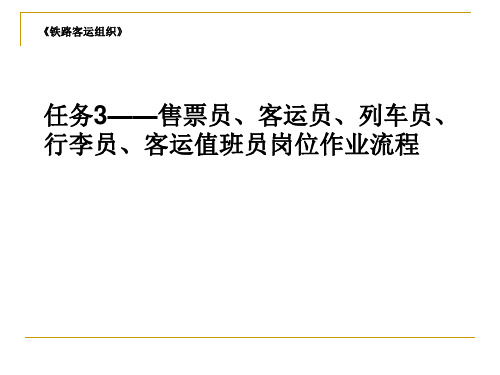 呼职院铁路客运组织课件03售票员、客运员、列车员、行李员、客运值班员岗位作业流程