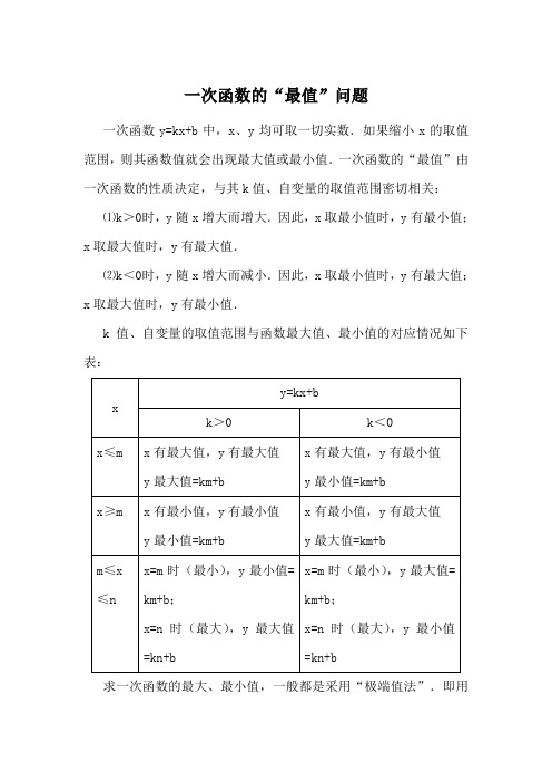 一次函数的最值问题