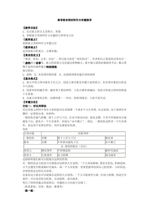 高考寓言类材料作文审题指导