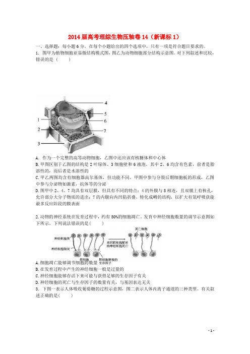 高考理综(生物部分)压轴卷14(1)1